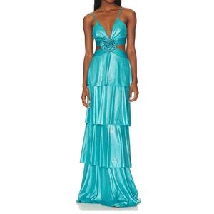 revolve prism dress in turquoise